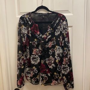 WHBM Long Sleeve Floral Blouse